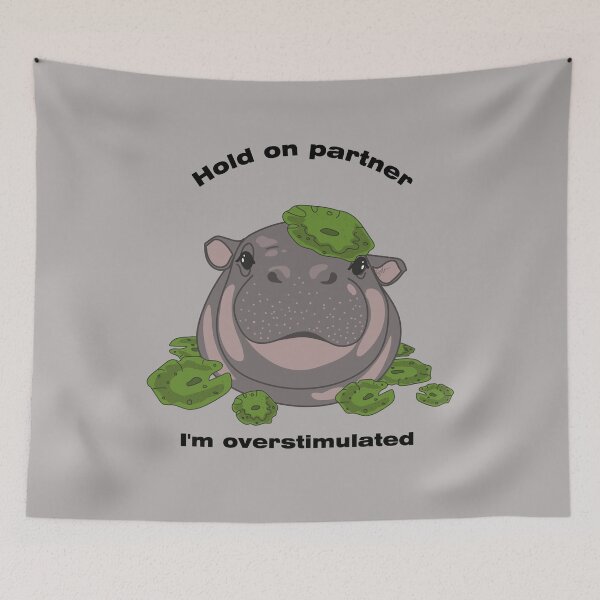 Item preview, Overstimulated Water Lily Hippo Meme designed and sold by SKETCHYANDGRAPHIC.