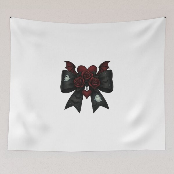 Item preview, Bat Wing Gothic Rose Ghost Bow Dark Halloween Art designed and sold by ChaaiTee.