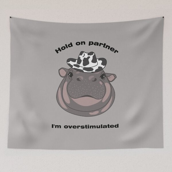 Item preview, Cowboy Hippo Overstimulated Meme designed and sold by SKETCHYANDGRAPHIC.