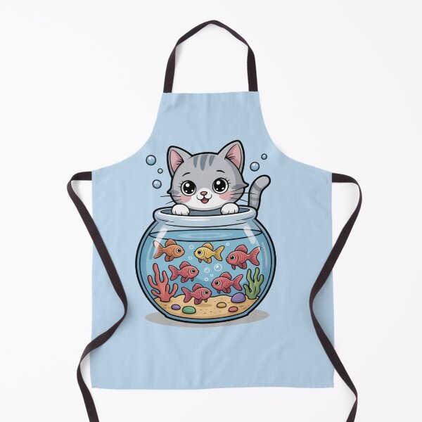 Item preview, Cute Cat Watching Goldfish – Kawaii Aquarium Illustration designed and sold by Tidarat-27.