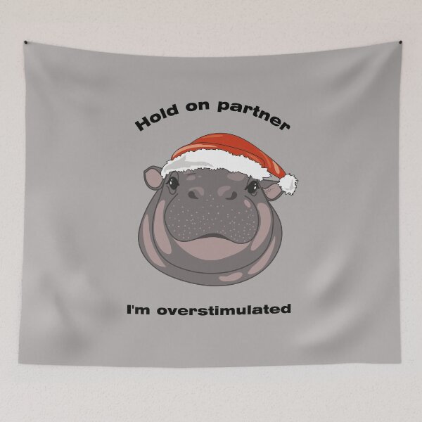 Item preview, Overstimulated Christmas Hippo Meme designed and sold by SKETCHYANDGRAPHIC.