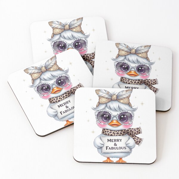 Item preview, Cute Duck with Leopard Scarf & Rhinestone Glasses PNG | Merry & Fabulous Christmas Design designed and sold by Ellen'Studio.