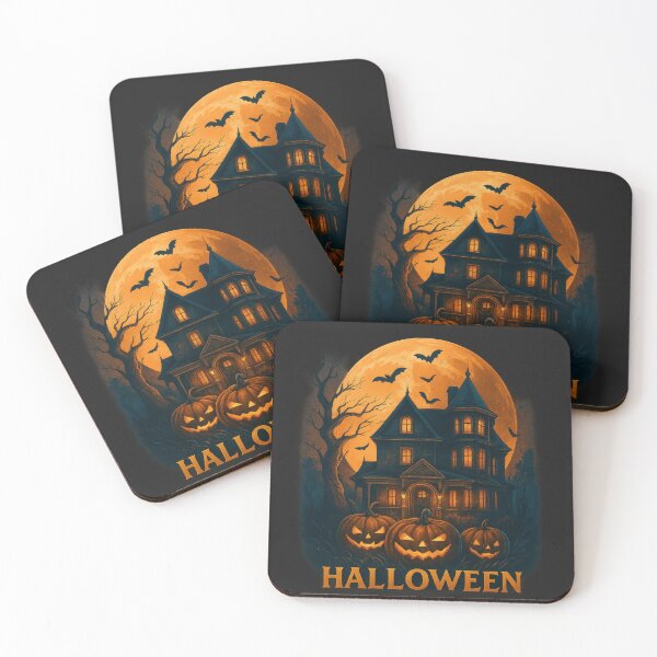 Item preview, Haunted House Halloween T-Shirt Design: Jack-O'-Lantern Full Moon Art | Spooky Night Graphic, Vintage Fall Decor Print designed and sold by Graphisphere.