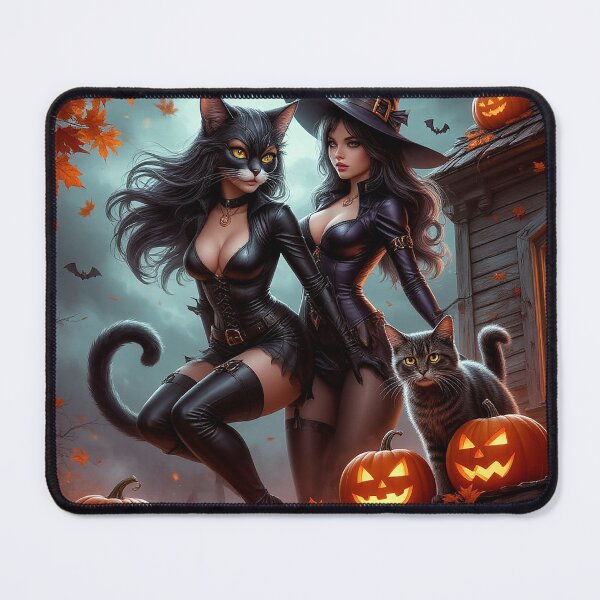 Item preview, Witch and Catgirl – Halloween Fantasy Art designed and sold by AmetistLight.