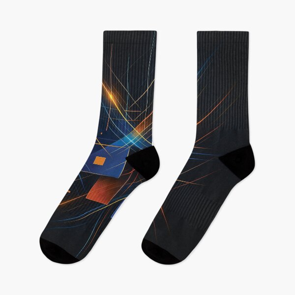 Item preview, Futuristic Abstract Geometry – Blue & Orange Neon Grid Art designed and sold by Gold Turtle  Lina.