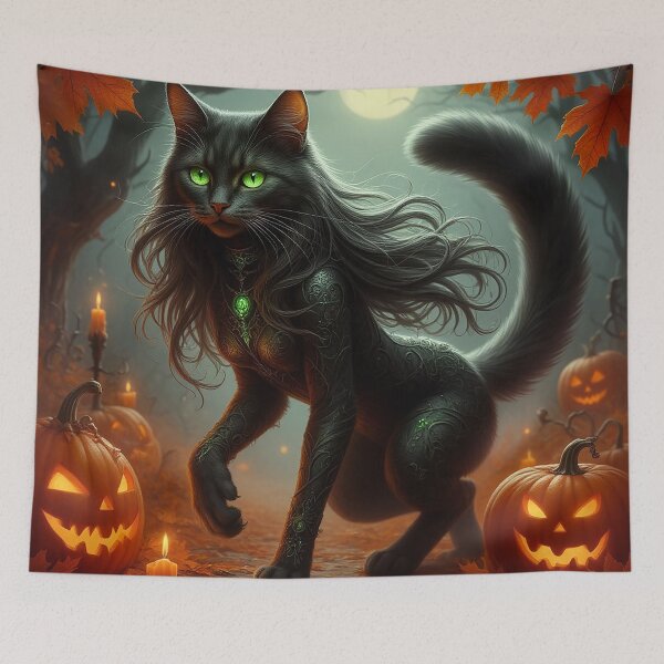 Item preview, Enchanted Black Cat – Halloween Night Magic designed and sold by AmetistLight.