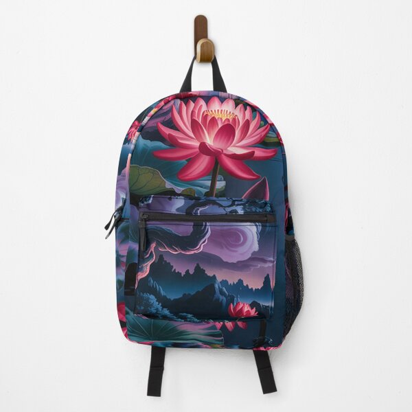 Item preview, nighttime landscape featuring luminous red lotus flowers. designed and sold by Lilashakti ⭐️ ⭐️ ⭐️ ⭐️ ⭐️.