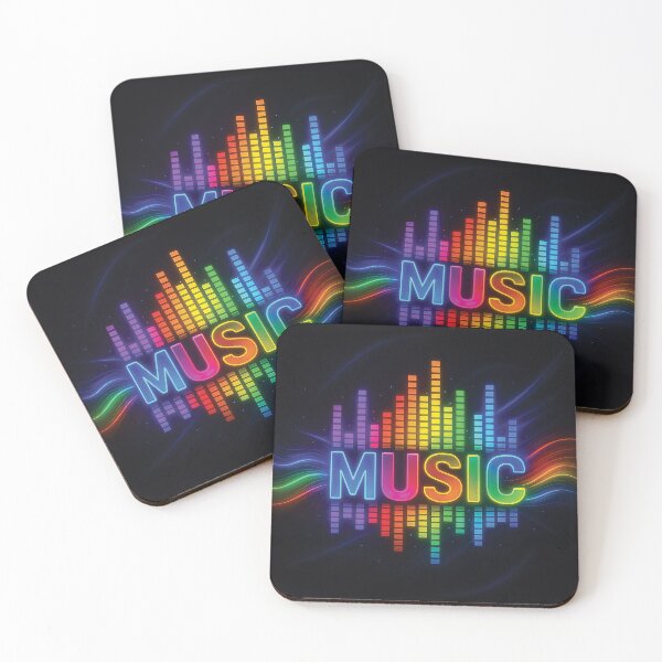 Item preview, Music Is Life Neon Rainbow Equalizer – Colorful Audio Wave T-Shirt Design designed and sold by Gold Turtle  Lina.