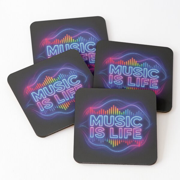 Item preview, Music Is Life Neon Rainbow Equalizer – Colorful Audio Wave T-Shirt Design designed and sold by Gold Turtle  Lina.