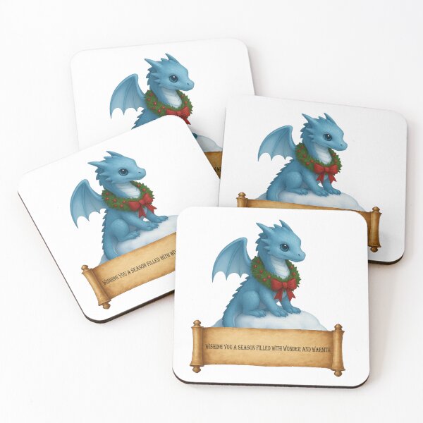 Item preview, Wishing You a Season Filled with Wonder and Warmth — Blue Baby Dragon Holiday Art designed and sold by Hatchling Hollow.