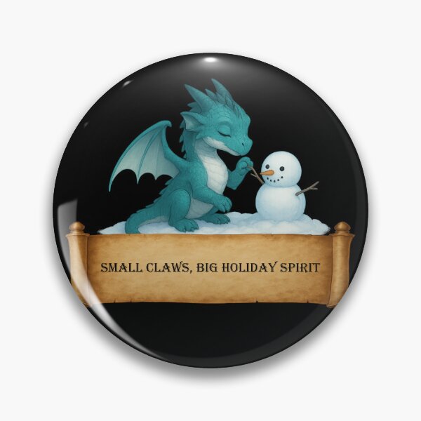 Item preview, Small Claws, Big Holiday Spirit — Cute Teal Baby Dragon Building a Snowman designed and sold by Hatchling Hollow.