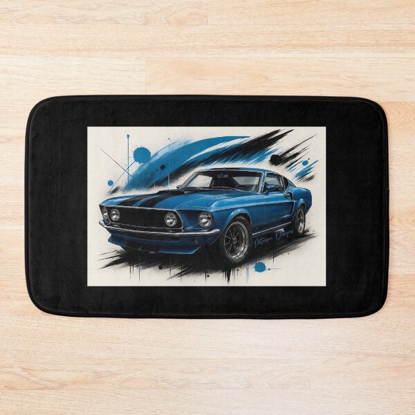 Item preview, Classic 1969 Ford Mustang Fanart Remastered (Blue) designed and sold by Peterson Designs.