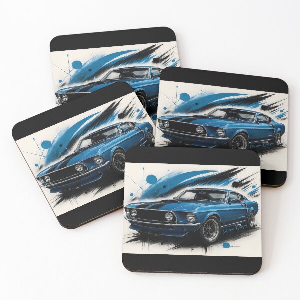 Item preview, Classic 1969 Ford Mustang Fanart Remastered (Blue) designed and sold by Peterson Designs.