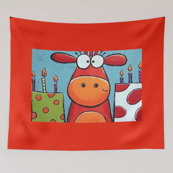 Item preview, Cow Blowing Out Candles Like a Birthday Boss Surrounded by Bright Colors and Playful Chaos designed and sold by OlfactoART Studio.