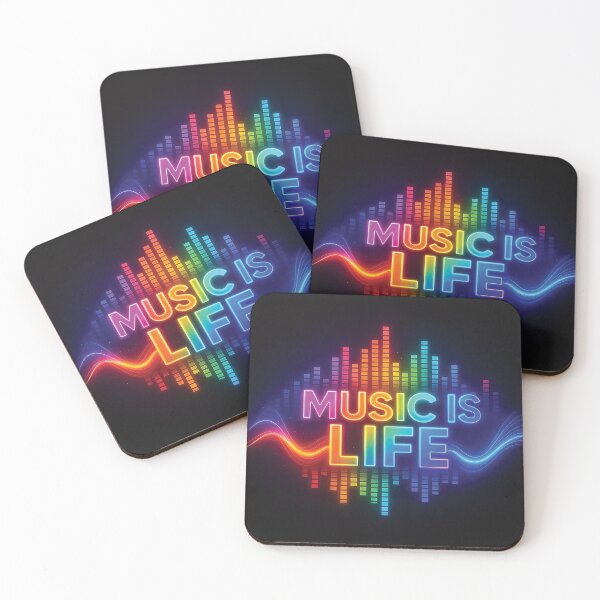 Item preview, Music Is Life Neon Rainbow Equalizer – Colorful Audio Wave T-Shirt Design designed and sold by Gold Turtle  Lina.