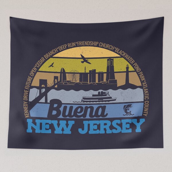 Item preview, Buena New Jersey Sunset Retro Vintage Local Pride Logo designed and sold by CRHPOD20.