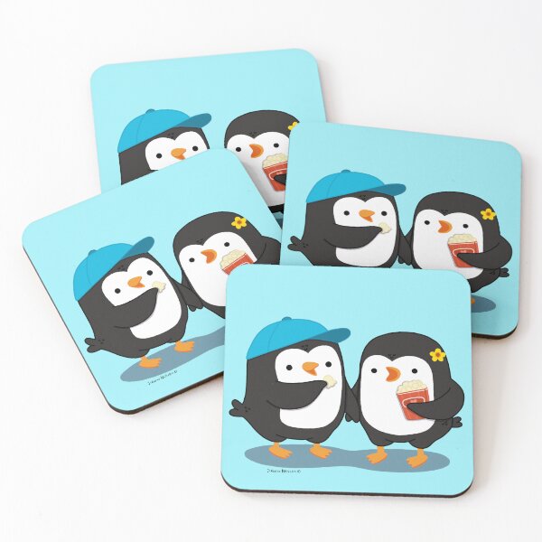 Item preview, Couple of penguins sharing popcorn designed and sold by julianamotzko.