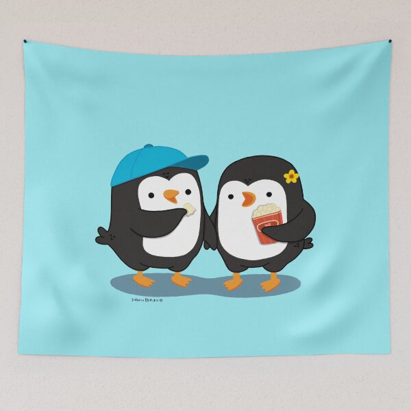 Item preview, Couple of penguins sharing popcorn designed and sold by julianamotzko.