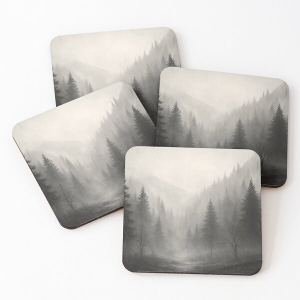 Item preview, Foggy Rainy Forest || Cozy Fall Black and White designed and sold by scicilysimonee.