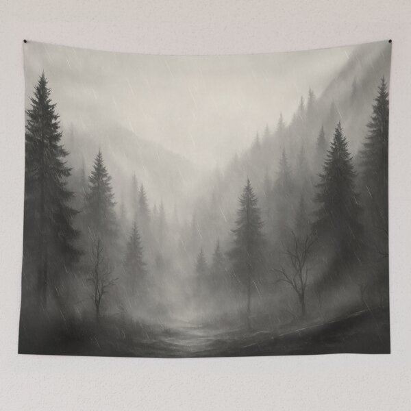 Item preview, Foggy Rainy Forest || Cozy Fall Black and White designed and sold by scicilysimonee.
