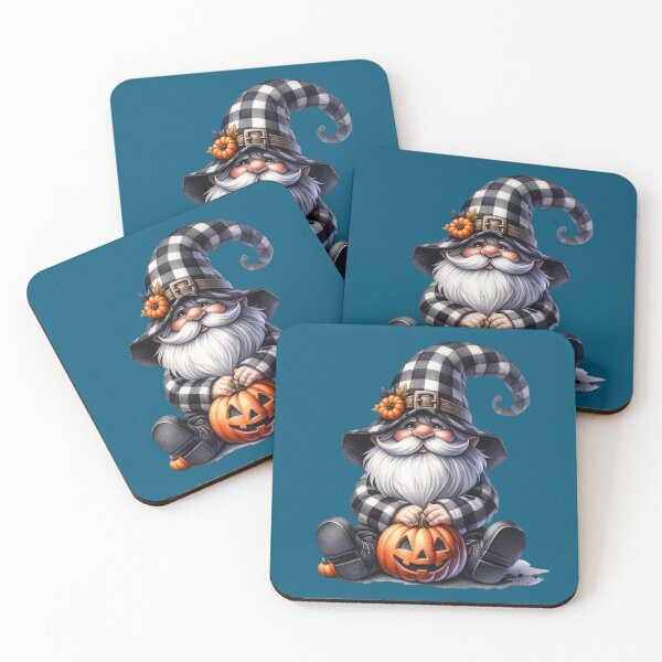 Item preview, Black and White Plaid Gnome with Pumpkin – Halloween Art designed and sold by NotasCreativa.