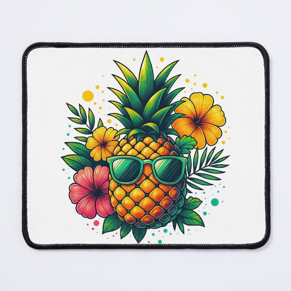 Item preview, Cool Pineapple with Sunglasses and Tropical Flowers designed and sold by ArtfulWeave.