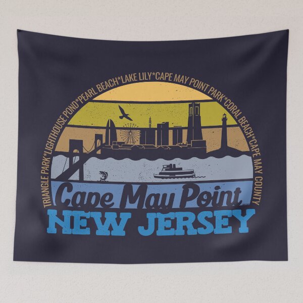 Item preview, Cape May Point New Jersey Sunset Retro Vintage Local Pride Logo designed and sold by CRHPOD20.