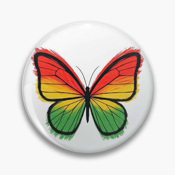Item preview, Rasta Butterfly in Red Yellow Green Brush Style designed and sold by ArtfulWeave.