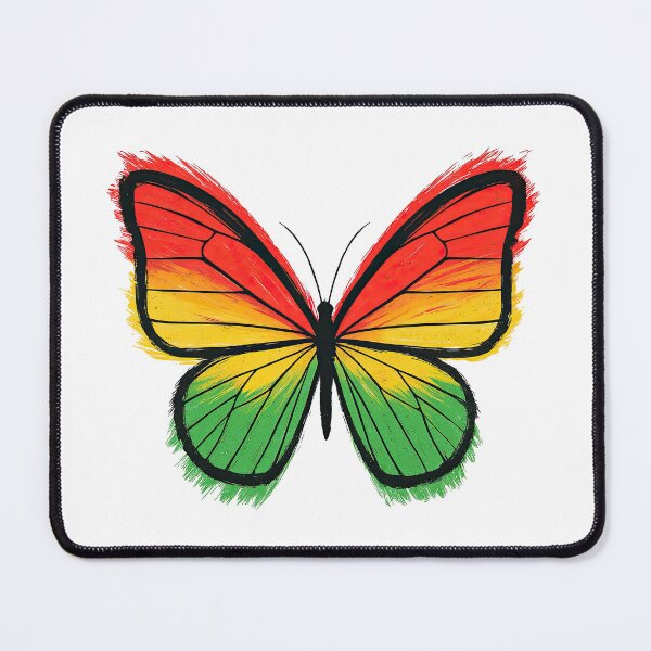 Item preview, Rasta Butterfly in Red Yellow Green Brush Style designed and sold by ArtfulWeave.