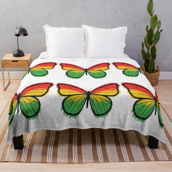 Item preview, Rasta Butterfly in Red Yellow Green Brush Style designed and sold by ArtfulWeave.