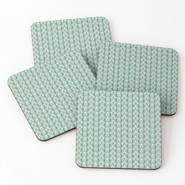 Item preview, Seamless geometric pattern in mint green and coral retro tones designed and sold by JoelmaQ.