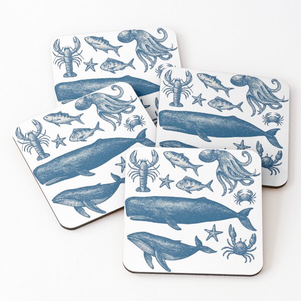 Item preview, Vintage Ocean Animals Nautical Blue Illustration designed and sold by ArtfulWeave.