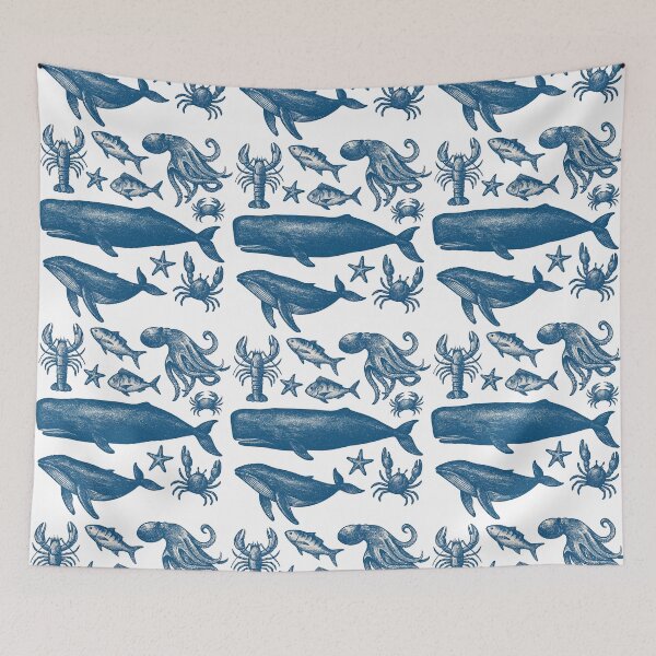 Item preview, Vintage Ocean Animals Nautical Blue Illustration designed and sold by ArtfulWeave.