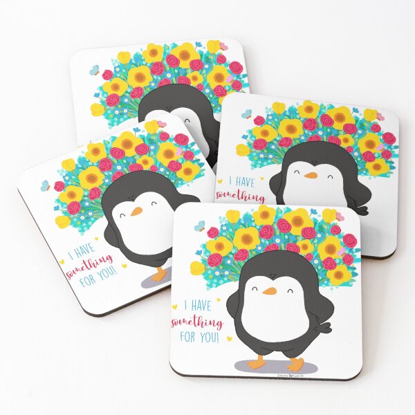 Item preview, I have something for you! - Penguin with big floral bouquet designed and sold by julianamotzko.