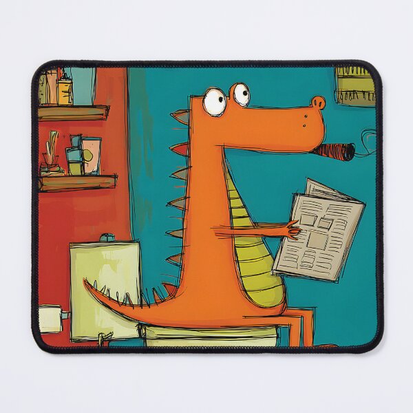 Item preview, Croco-Commode Chronicles- Cartoon Crocodile Caught Reading the Morning News in Style designed and sold by OlfactoART Studio.
