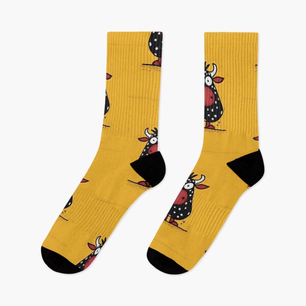 Item preview, Polka-Dot Cow Owning the Spotlight With Big Eyes and Playful Attitude Against Bright Yellow designed and sold by OlfactoART Studio.