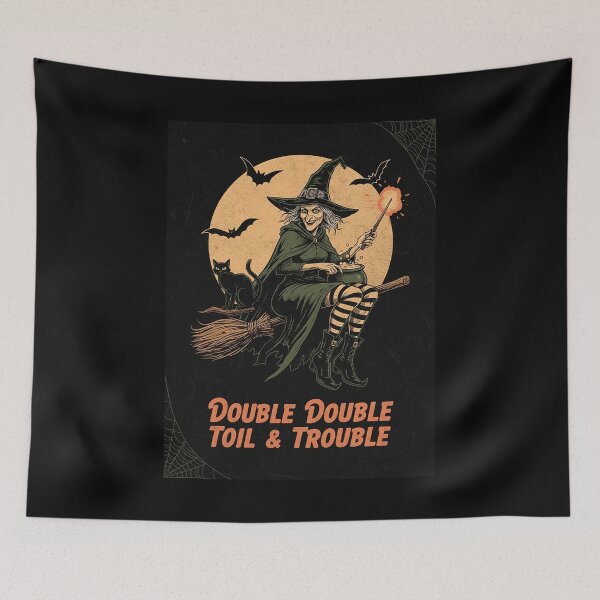 Item preview, Double Double Toil Trouble Retro Witch Halloween Art designed and sold by HoopeStylee.