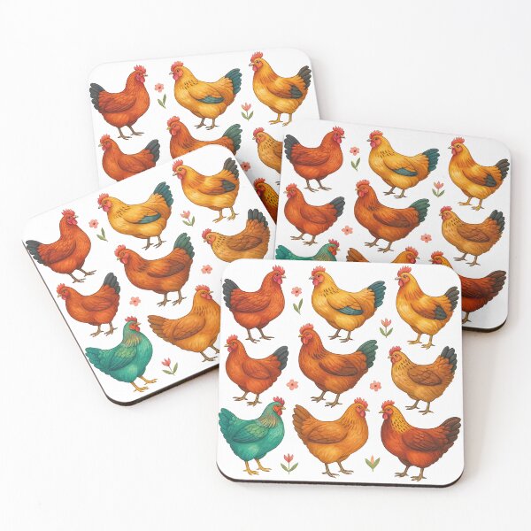 Item preview, Colorful Chickens Farm Animal Pattern designed and sold by ArtfulWeave.