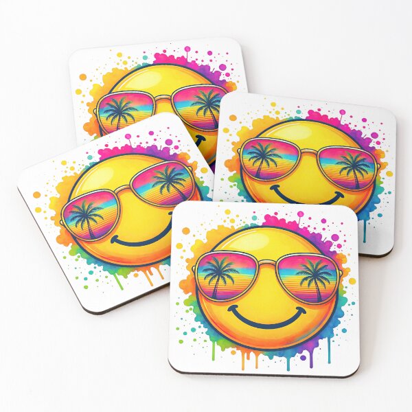 Item preview, Tropical Smile Face with Sunset Sunglasses designed and sold by ArtfulWeave.