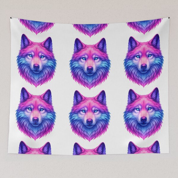 Item preview, Vibrant Neon Wolf Head with Glowing Eyes designed and sold by ArtfulWeave.