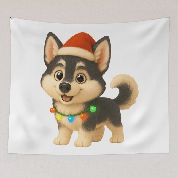 Item preview, Christmas Alaskan Klee Kai Dog designed and sold by Sillytoe.