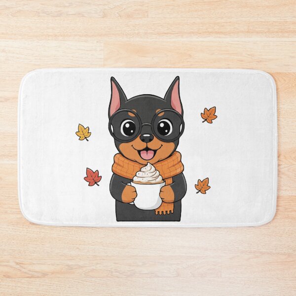 Item preview, Cute Doberman Pinscher Dog with Pumpkin Spice Latte – Cozy Fall Coffee Pup designed and sold by The Real Life Symphony.