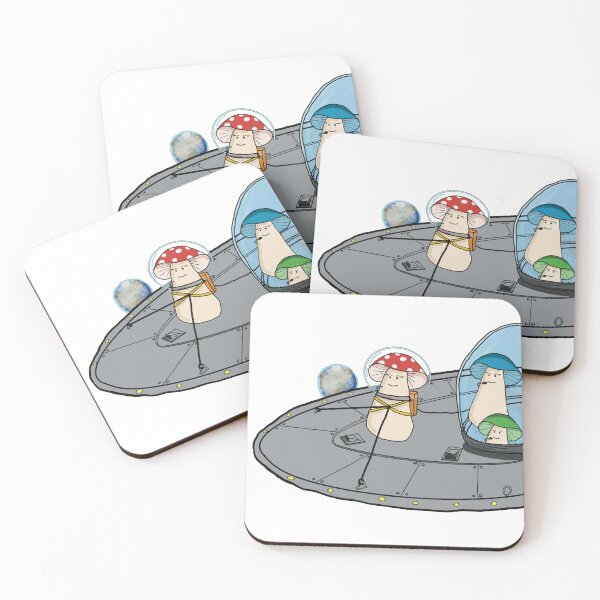 Item preview, AstroFungi and friends visiting Earth - sticker version designed and sold by CosmicFunGirl.