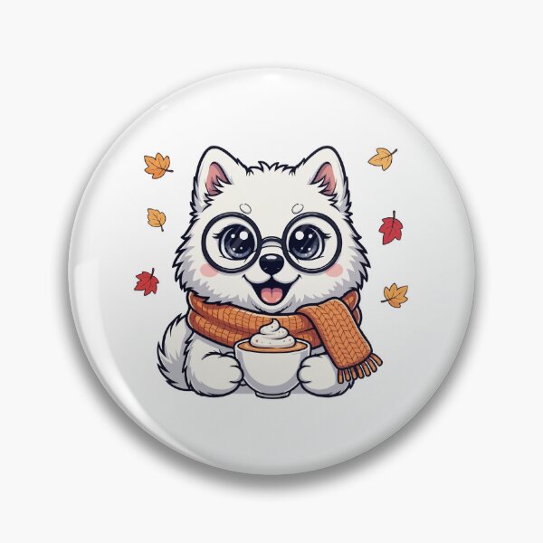 Item preview, Cute Samoyed Dog with Pumpkin Spice Latte – Cozy Fall Coffee Pup designed and sold by The Real Life Symphony.