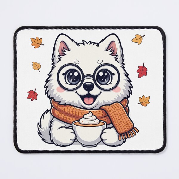 Item preview, Cute Samoyed Dog with Pumpkin Spice Latte – Cozy Fall Coffee Pup designed and sold by The Real Life Symphony.