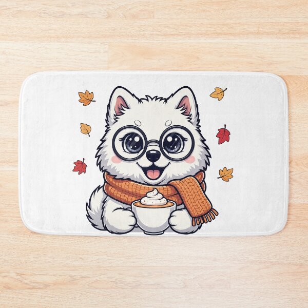 Item preview, Cute Samoyed Dog with Pumpkin Spice Latte – Cozy Fall Coffee Pup designed and sold by The Real Life Symphony.