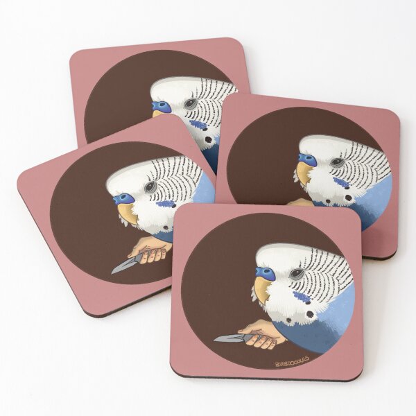 Item preview, Stabby Budgie Bird Meme designed and sold by BirbdoodlesShop.
