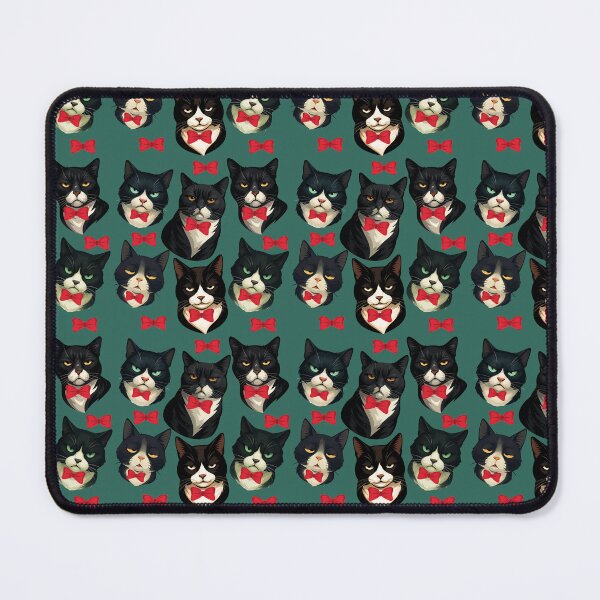 Item preview, "Tuxedo Cat Society – Judgy Faces with Red Bow Ties" designed and sold by catastrocat.