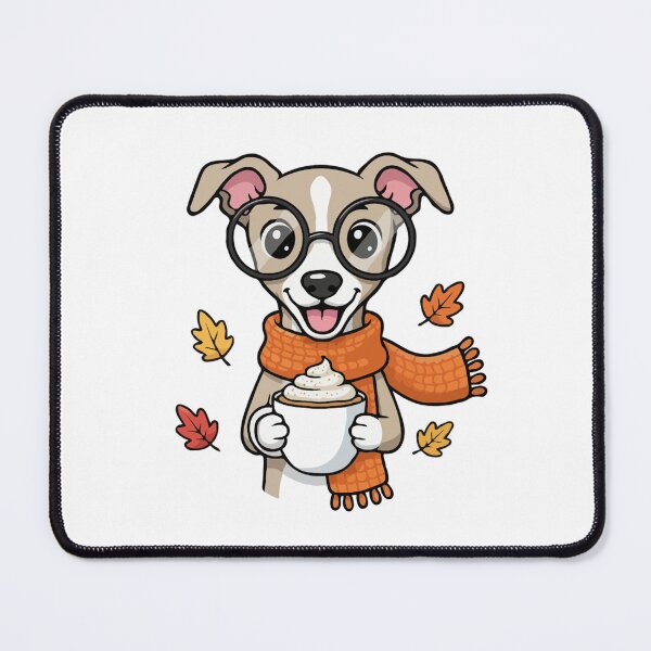 Item preview, Cute Whippet Dog with Pumpkin Spice Latte – Cozy Fall Coffee Pup designed and sold by The Real Life Symphony.
