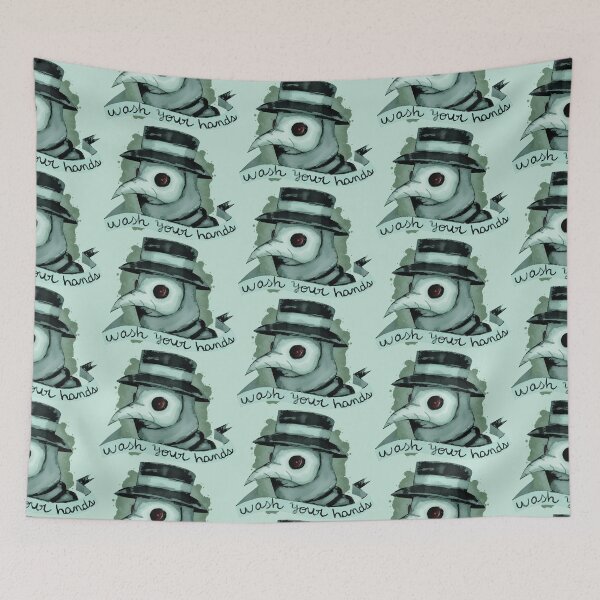 Item preview, Plague Doctor Watercolor Poster – Lávate Las Manos Art Print designed and sold by eyesasdaggers.